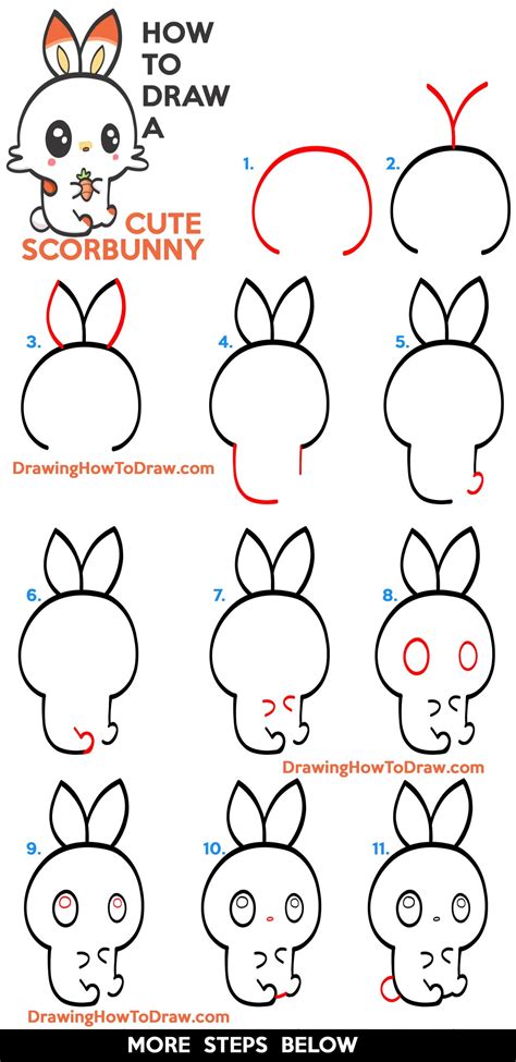 How To Draw A Cute Kawaii Chibi Scorbunny From Pokemon Easy Step