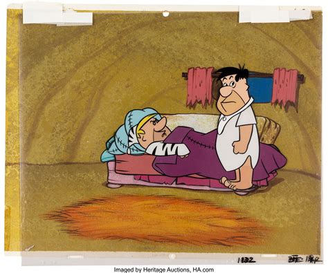The Flintstones Fred And Barney Production Cel Setup With Key Master