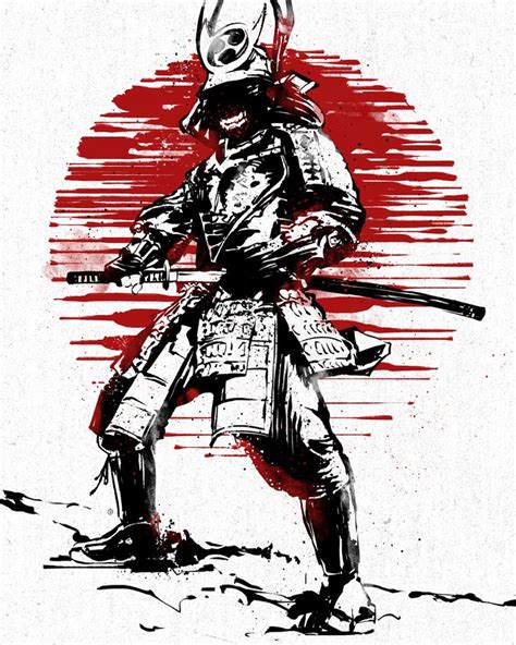 Red Sun Samurai Metal Poster Print Nikita Abakumov Displate