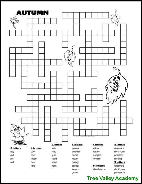 Also you can convert all the words to lower case letters to make it a little more difficult. Free Printable Autumn / Fall Word Fill In Puzzles - Tree Valley Academy