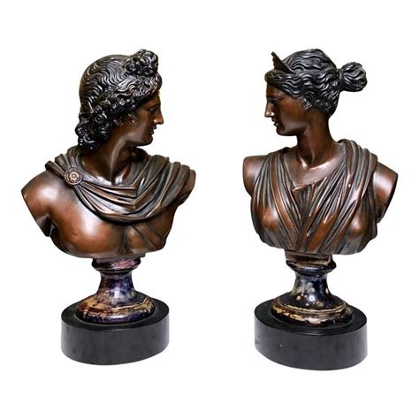 Neoclassical Busts Of God Apollo And Goddess Artemis A Pair Statue