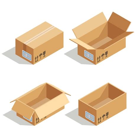 Premium Vector Cardboard Boxes Opened And Closed