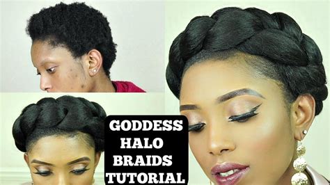 How To Easy Goddess Crownhalo Braids Tutorial On Short 4c Natural Hair