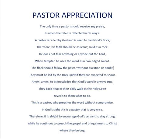 Pastor Appreciation Digital Download Poem Etsy