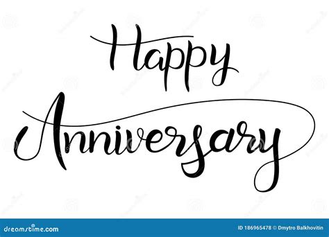 Happy Anniversary Brush Hand Lettering Text Isolated Stock Vector