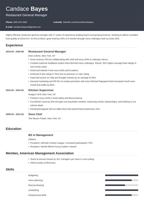 Restaurant General Manager Resume Examples And Guide