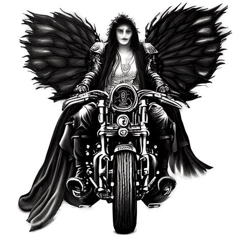 Grim Reaper On Harley Davidson With Angel Wings · Creative Fabrica
