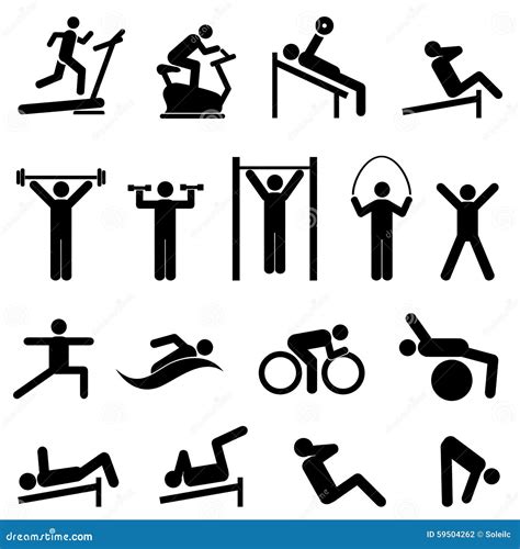 Exercise Fitness Health And Gym Icons Stock Vector Illustration Of