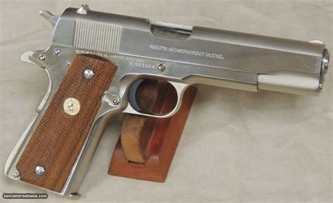 Colt 1911 Nickel Finish Government Model 45 Acp Caliber Mkiv Series 70