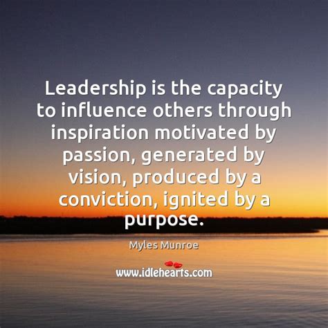 Leadership is the capacity to influence others through inspiration