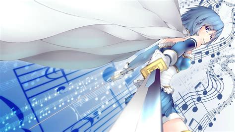 Wallpaper Illustration Anime Mahou Shoujo Madoka Magica Blue