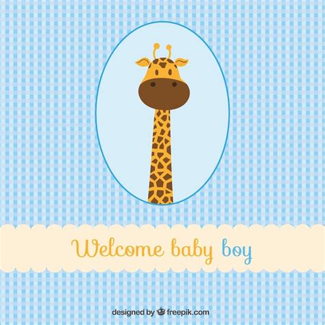 Welcome Baby Boy Card Free Vector