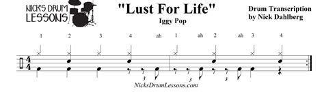 “lust For Life” Iggy Pop Drum Lesson Nicks Drum Lessons