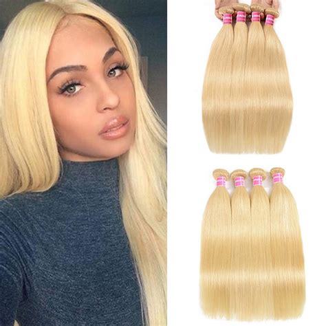 Kriyya Brazilian Virgin Hair 613 Blonde 4 Bundles Straight Human Hair