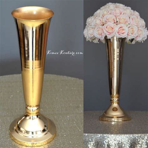 Gold Trumpet Vase Metal Trumpet Vase Flower Ball Stand Gold Gold