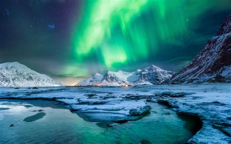 Download Northern Lights, coast of Norway, nature, adorable wallpaper ...