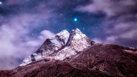 Download Wallpaper 2560x1440 Himalayas Mountains Peak Starry Sky
