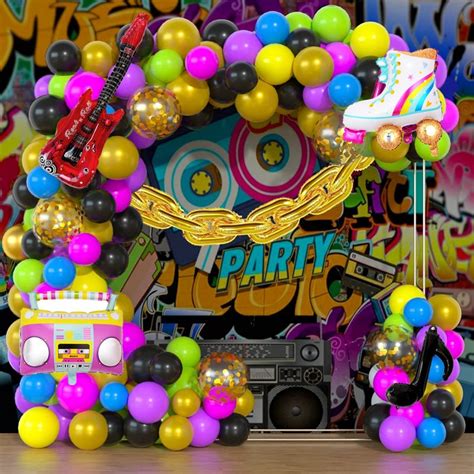 Back To 90s 80s Theme Balloon Garland Arch Kit Backdrop Decoration With