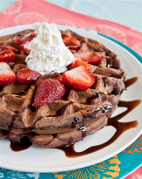 Double Chocolate Waffles With Fresh Strawberries And Whipped Cream