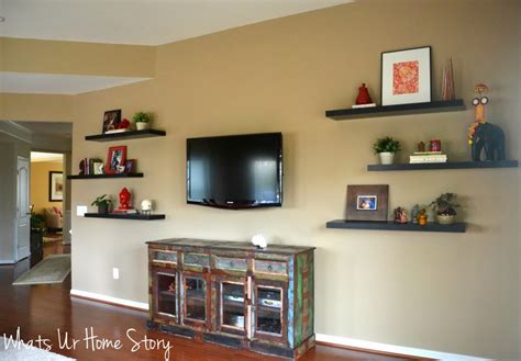 How To Decorate Around A Tv With Floating Shelves Whats Ur Home Story