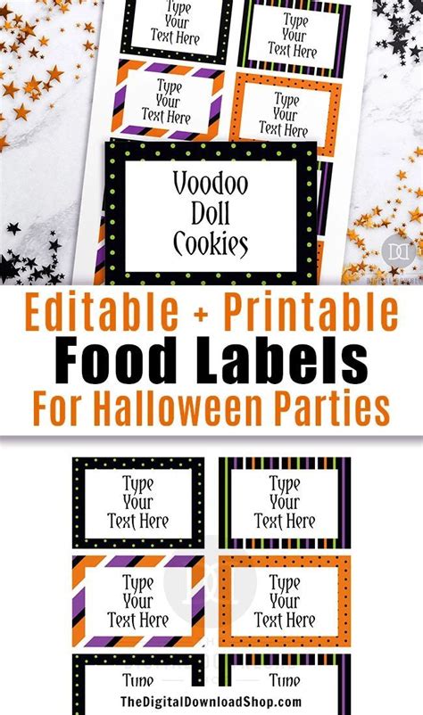 Halloween Food Labels Printable Editable Food Labels Printable