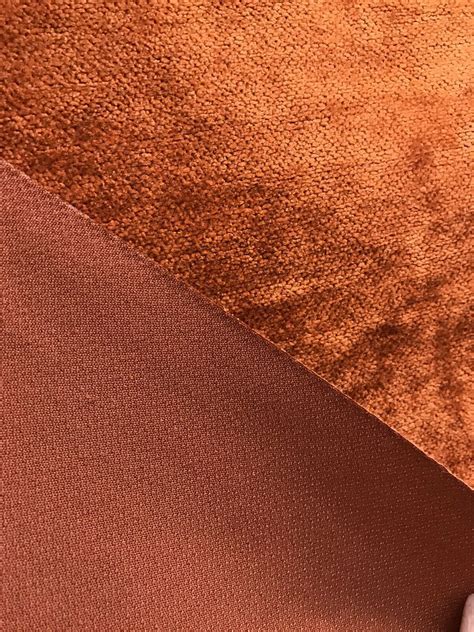 New Designer Burnt Orange Chenille Velvet Upholstery Fabric Bty