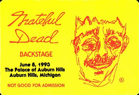 Bill Kreutzmann Grateful Dead 681993 Auburn Hills Mi Backstage Pass