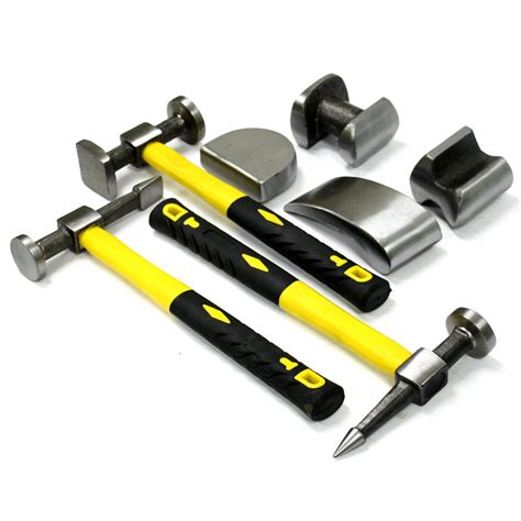 7pc Heavy Duty Drop Forged Hammer And Dolly Tool Kit For Fender Auto Body