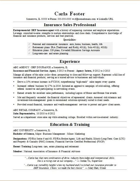 Immediately draw your reader's attention by pointing out the reasons why he or she needs insurance coverage. Insurance Sales Resume Sample | Monster.com