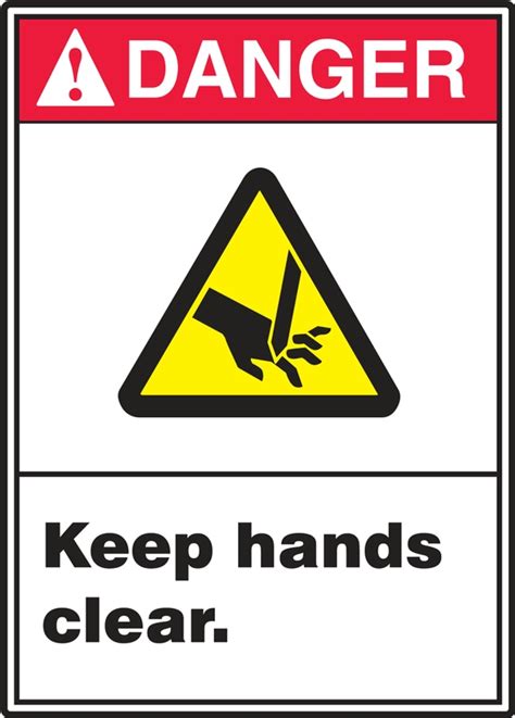 Ansi Danger Safety Signs Keep Hands Clear Mrqm125vp