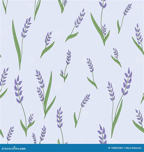 Seamless Repeat Pattern Of Lavender Sprigs Stock Vector Illustration