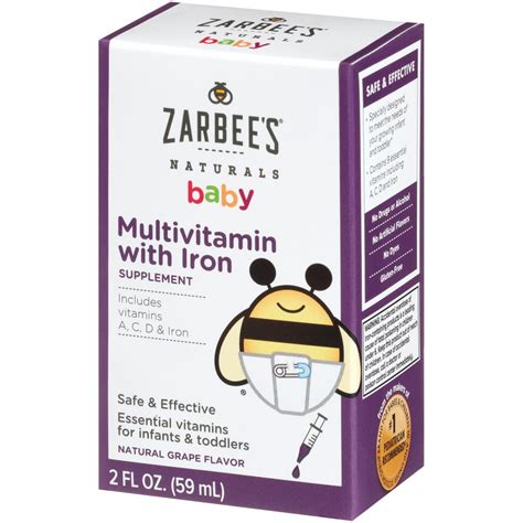 Zarbees Naturals Baby Multivitamin With Iron Supplement With Vitamins