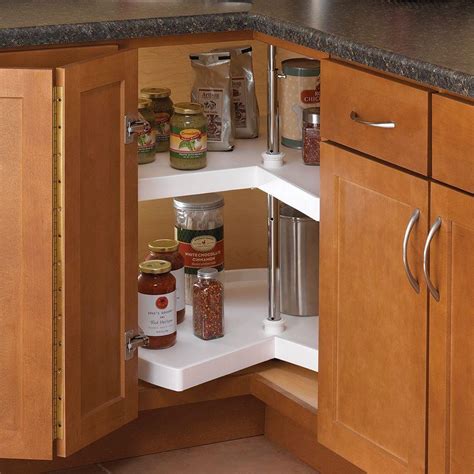 There are several different styles of adjusting a lazy susan self. Knape & Vogt 32 in. H x 32 in. W 32 in. D 2-Shelf Kidney ...