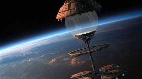 Space Orbital Stations Sci Fi Spaceship Spacecraft Citys Art Planets Atmosphere Wallpaper