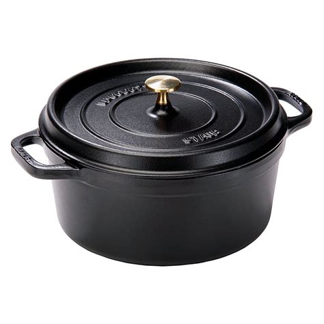 This dutch oven does come with two different lid handles, a more decorative one and a simple one. Staub 1103425 Round Cocotte Oven, 13.25 quart, Matte Black ...