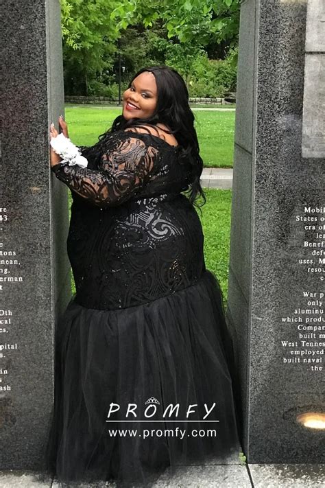 Trumpet Plus Size Black Sequin And Tulle Prom Dress Promfy