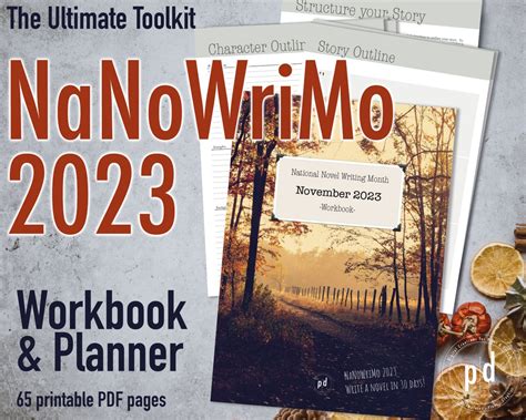 Nanowrimo 2023 Preptober Pdf Printable Workbook Writer Author Novel