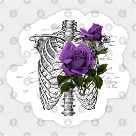 Purple Floral Skull 02 Skeleton Sticker Teepublic