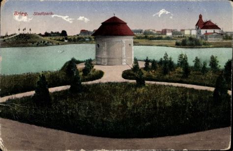 Ansichtskarte Postkarte Brzeg Brieg Schlesien Stadtpark Akpool De