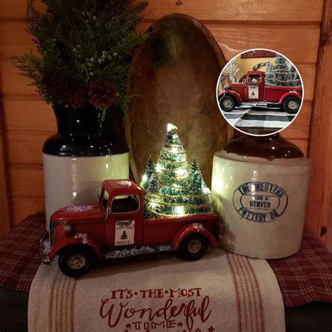 Red Farm Truck Christmas Centerpiece Fairyspark
