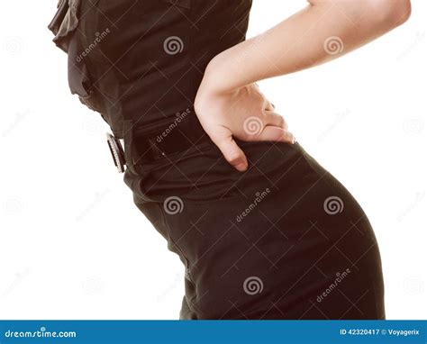 Backache Closeup Of Woman Suffering From Back Pain Stock Image Image