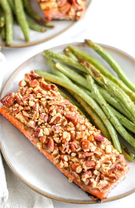 One of my favorite ways to season salmon is with a honey mustard mixture. Fast easy and healthy Pecan Crusted Honey Mustard Salmon # ...