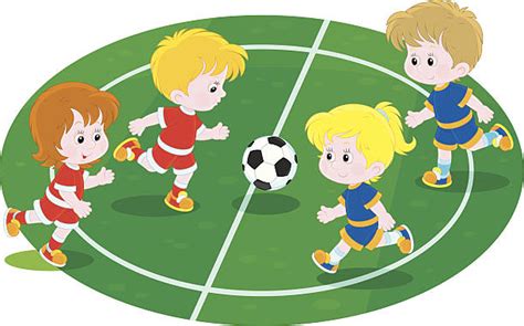 Kids Playing Football Illustrations Royalty Free Vector Graphics