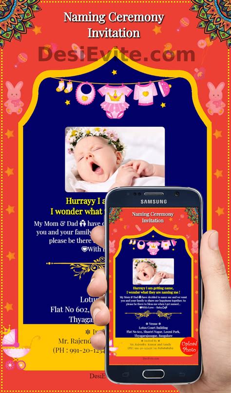 Baby Girl Naming Ceremony Card English