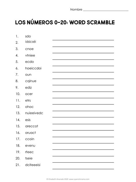 Writing Numbers In Spanish Worksheets