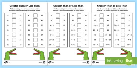 Greater Than And Less Than Worksheet Teacher Made Twinkl
