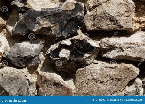 Wall Made Of Flint Stone Stock Photo Image Of Pattern 101263904