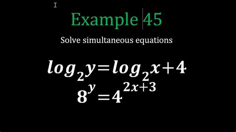 Simultaneous Equations Involving Logarithms Example YouTube