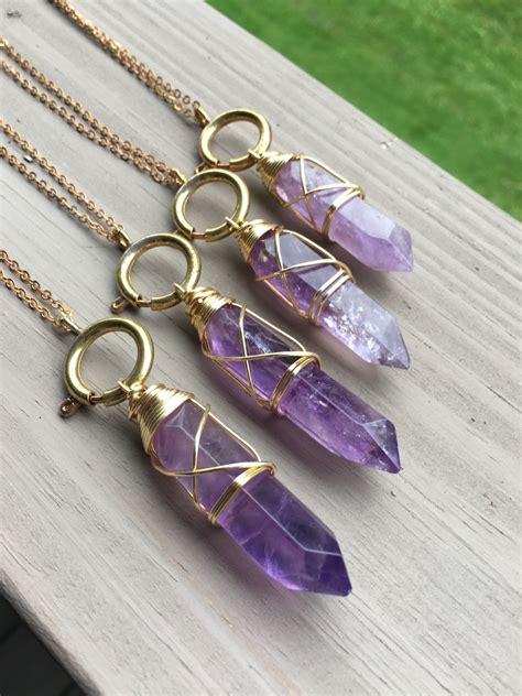 Crystal Necklace Healing Crystal Purple Crystal Amethyst