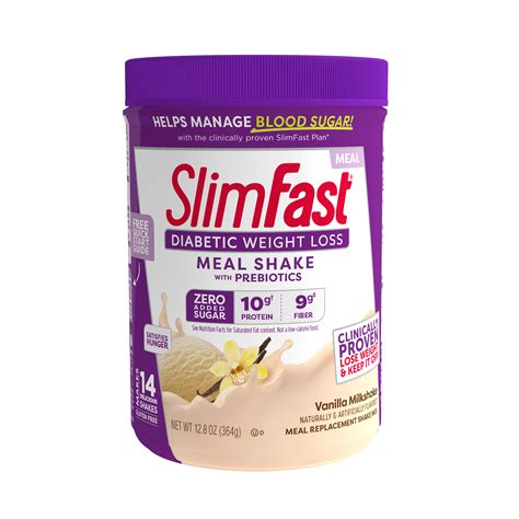 Slimfast Diabetic Meal Replacement Shake Mix Vanilla Milkshake 128 Oz 14 Servings